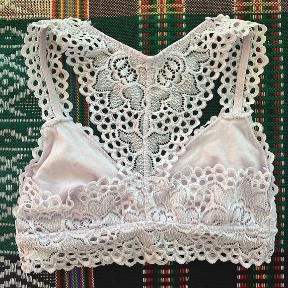 AERIE Eyelet Lace Floral Bralette Racerback Boho - Picture 2 of 5